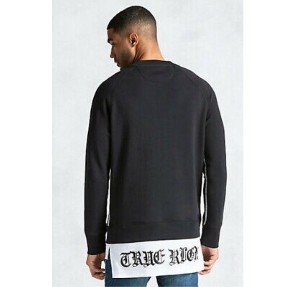 TRUE RELIGION Jet Black Pull Over Raglan W/Shirt Tail Mens 2XL RT $168 EUC - Picture 3 of 10